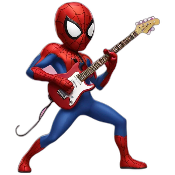 spiderman playing an electric guitar emoji