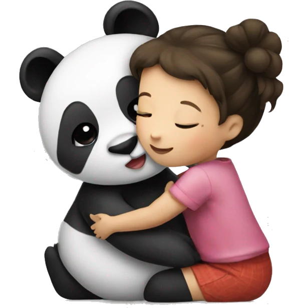 A little girl kissing a panda  emoji