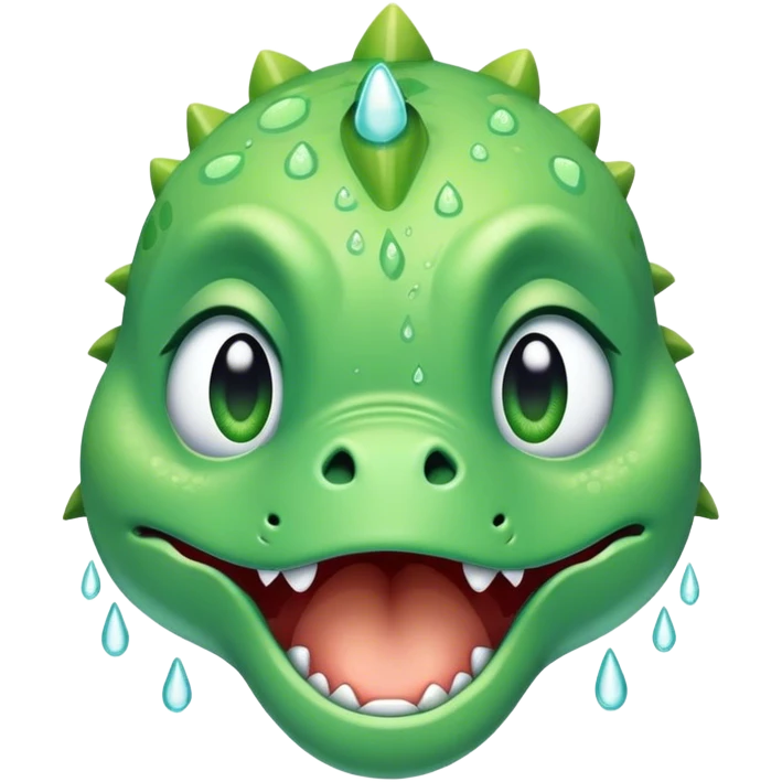 Crying dinosaur with tears emoji