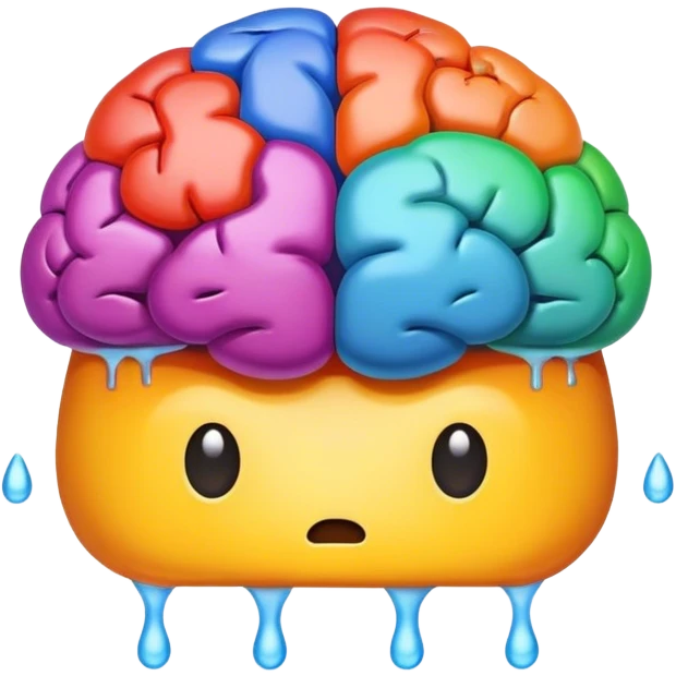 Boiling brain with multiple colors emoji