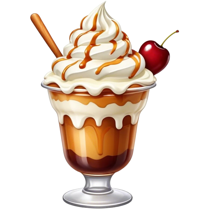 Sundae with caramel sauce emoji