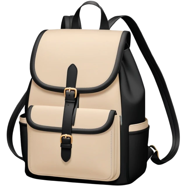 black women's commuter backpack with beige trim, minimal aesthetic, plain emoji