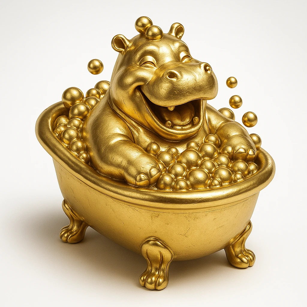 happy hippo with bubbles in bathtub emoji