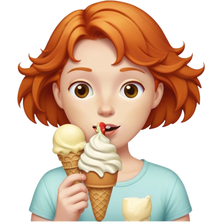 Ginger eating ice cream emoji