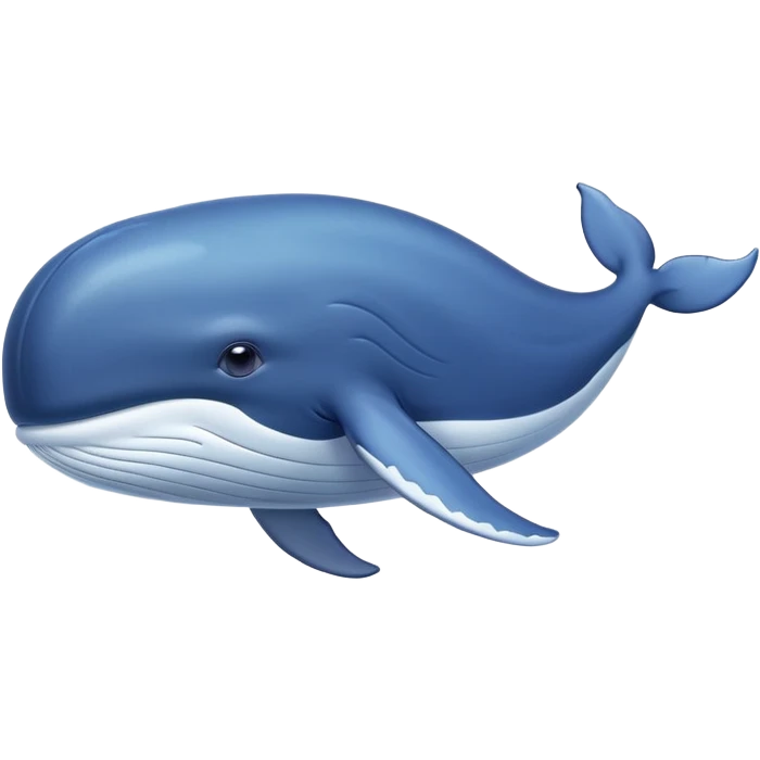 A cute, round blue whale glides gracefully through the deep ocean, its size gentle yet majestic emoji