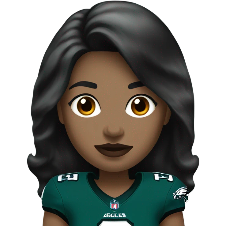  White female dark hair red lips wearing Philadelphia Eagles jersey emoji
