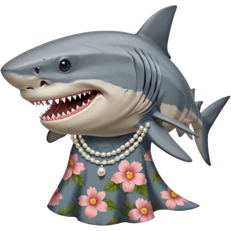 create me a slack emoji of a very old tiger shark dressed like a grandma emoji