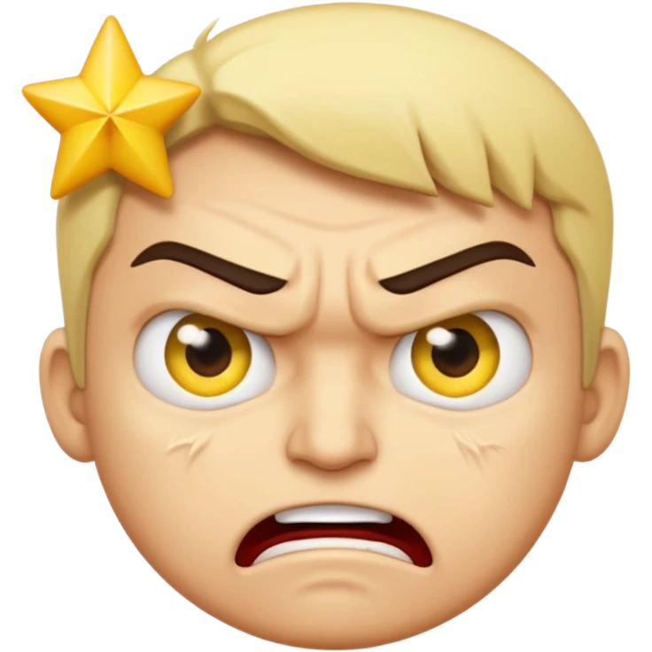 same style as apple emoji generic smilies. this one will be an angry face with 0/5 star ratings in his eyes. leaving an irate review emoji