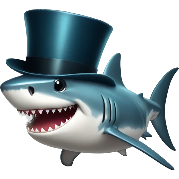 Shark with a top hat emoji