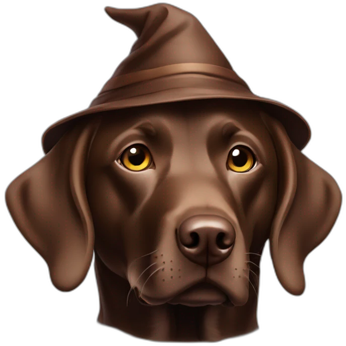 Labrador Retriver chocolate color looks like a wizard emoji