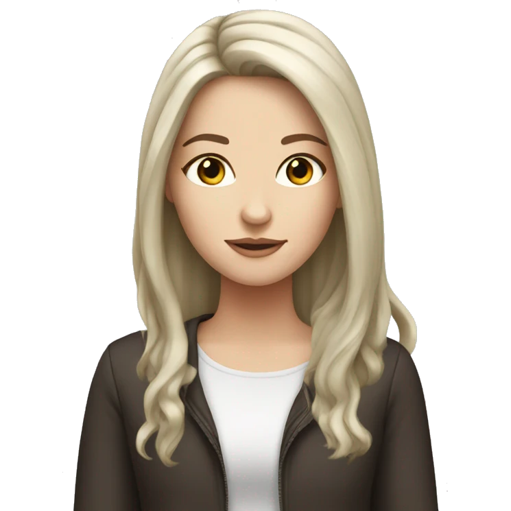 white girl with dark brown long hair  emoji