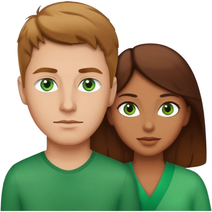White male with big white female naked brown hair woman has green eyes emoji