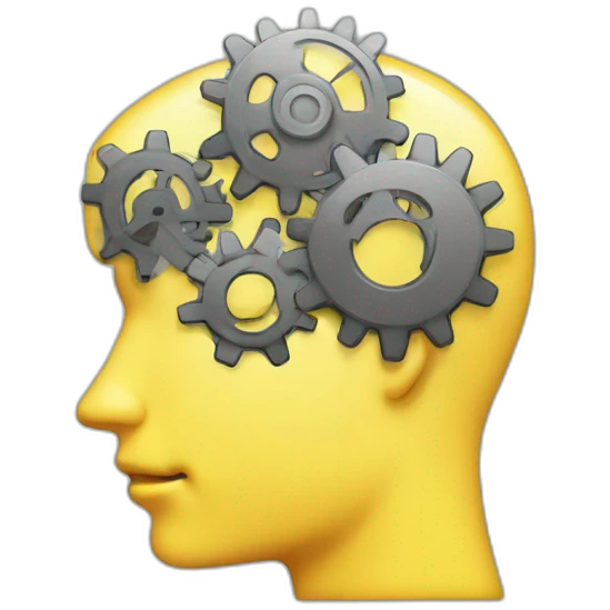 thinking head with gears in the head emoji