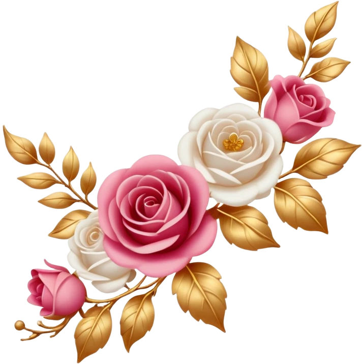 Reddish-pinkish and gold and white romantic vintage aesthetic emoji