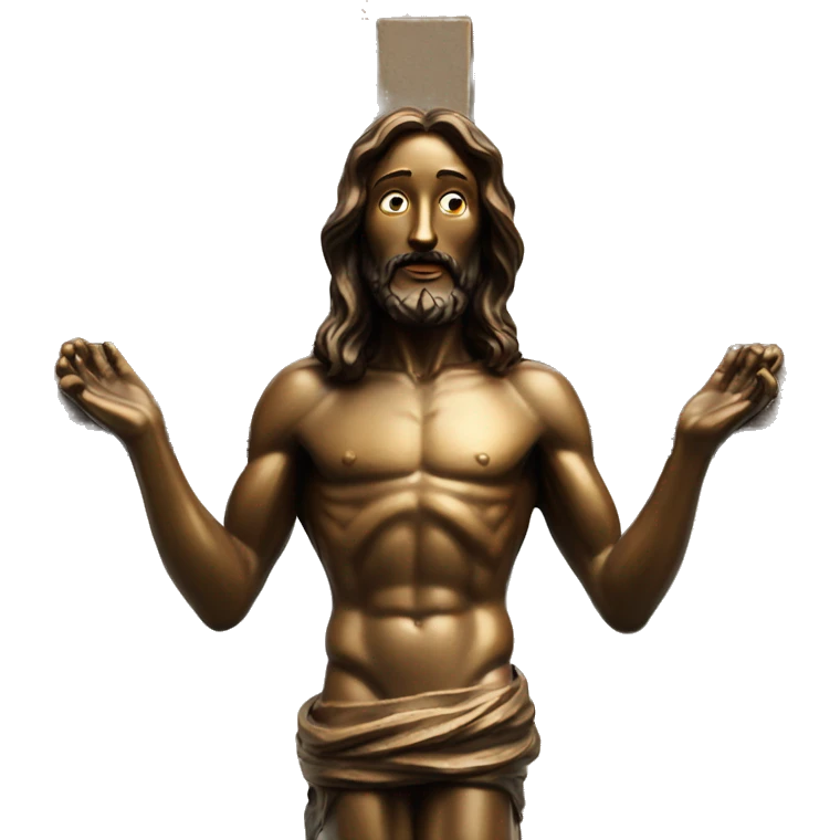 bronze, jesus away on crucifix emoji