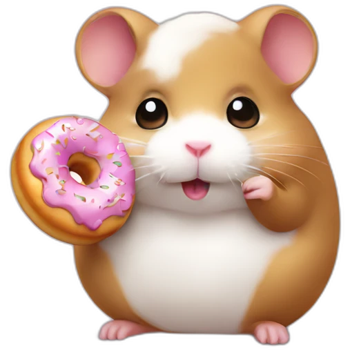 white hamster eat choco donut emoji