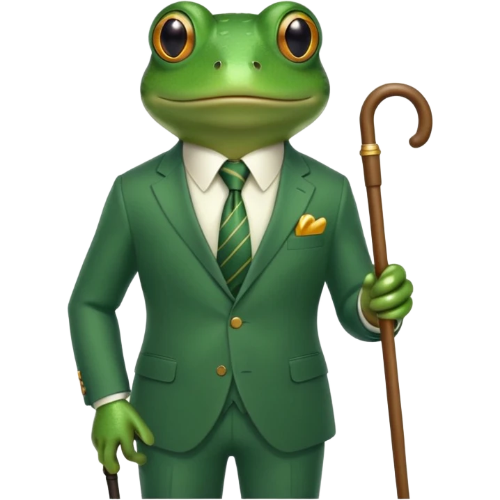 frog in a luxurious green suit, looking rich and confident emoji