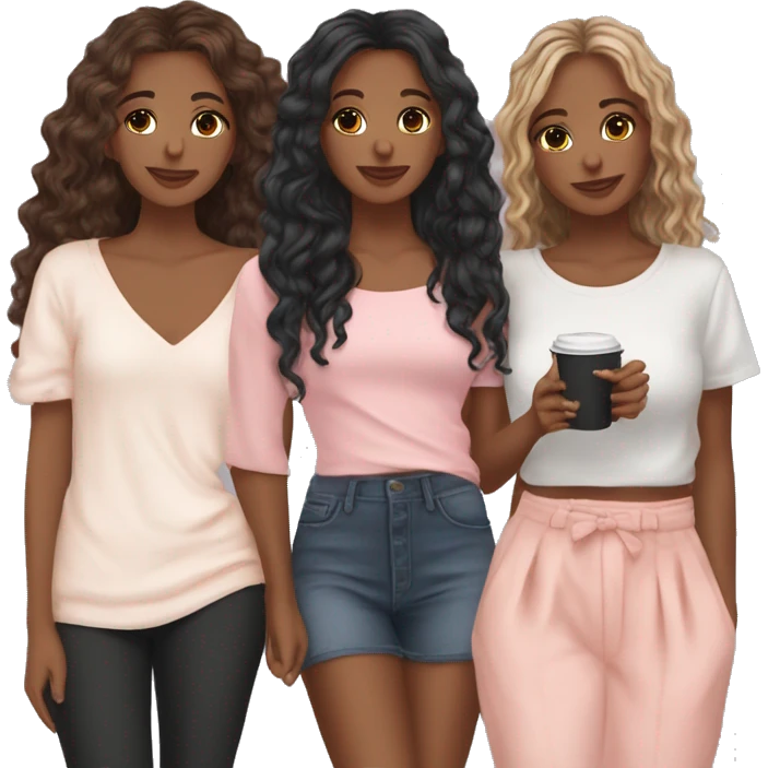 Amigas vestidas de rosa con ropa aesthetic las 2 con cabello café  emoji