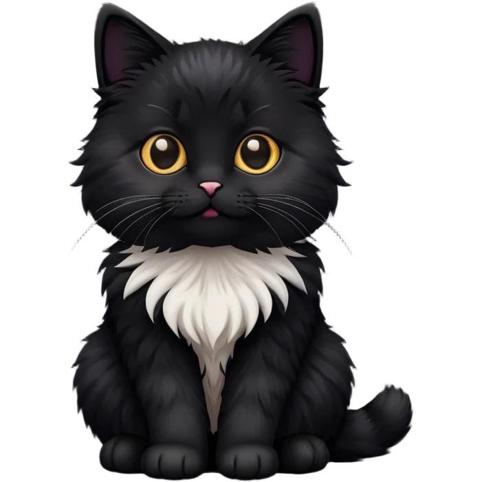 cute cat sitting, black fur emoji