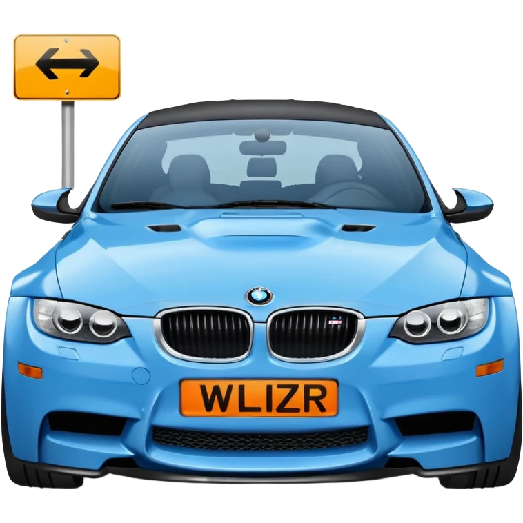 Make me an emoji with a blue bmw M3 and some kind of sign that says ‘W LZR’ emoji
