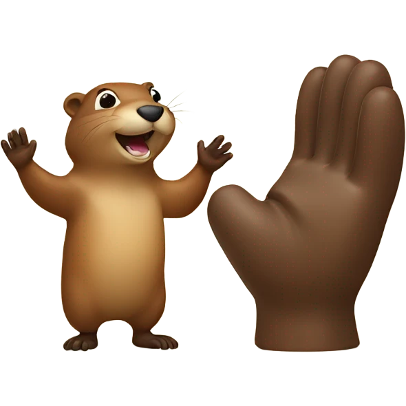 Beaver doing high five emoji