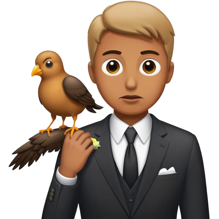 Man in a suit and a bird pissing on him emoji