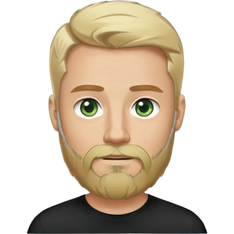 tech bro with blonde hair, pale green eyes, and beard. And black shirt with no color on it. with shoulders like the last few emoji you've made me. emoji