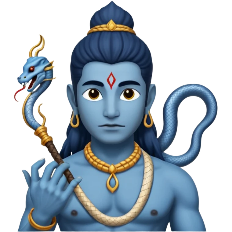 Mahadev real god  shiv not like cartoon  blue body and trishul and and had damru and nack around sanke  emoji