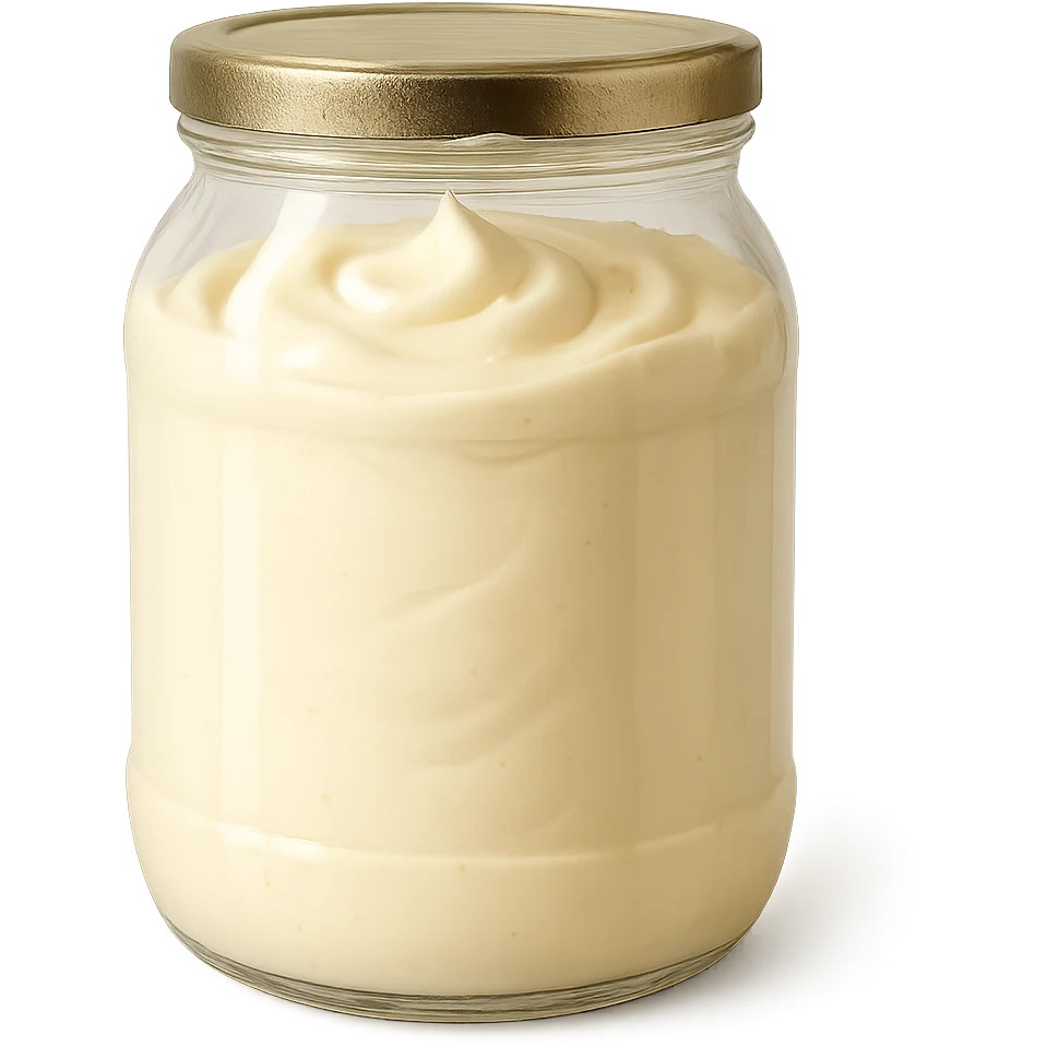 realistic style jar of mayonnaise, no background emoji