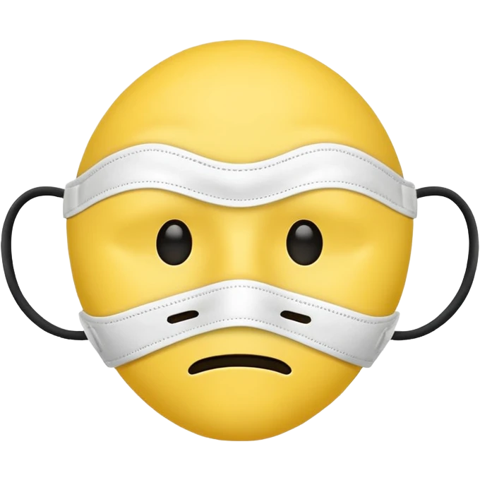 A sad face emoji coverd by a happy face mask emoji