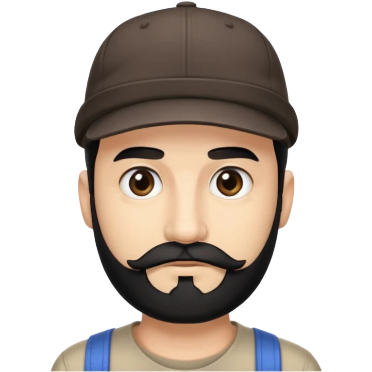 streamer man with short black beard, short black mustache, black eyebrows, and a cap emoji