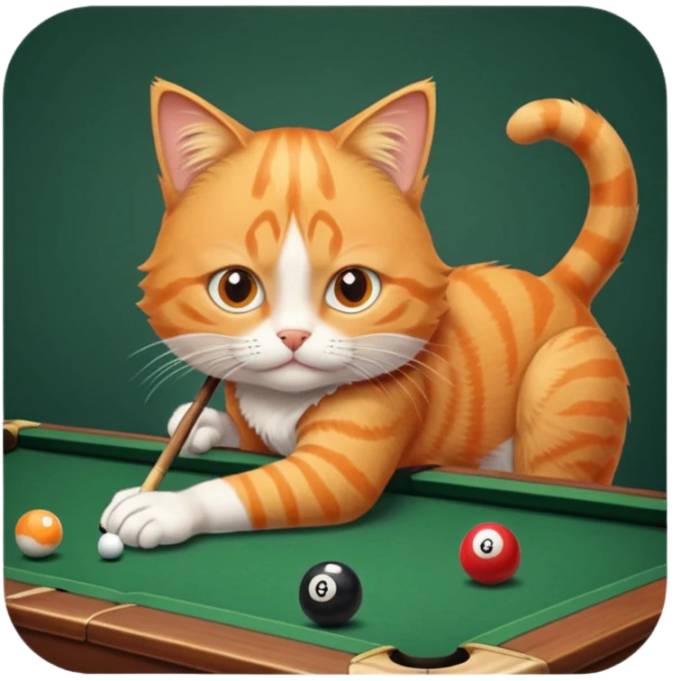 cat playing billiards emoji