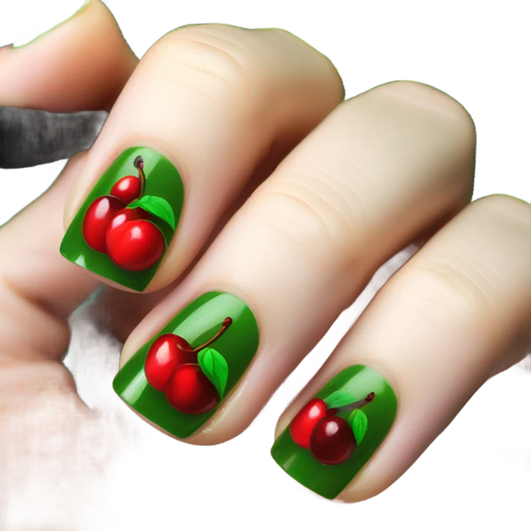 Nails with cherries emoji