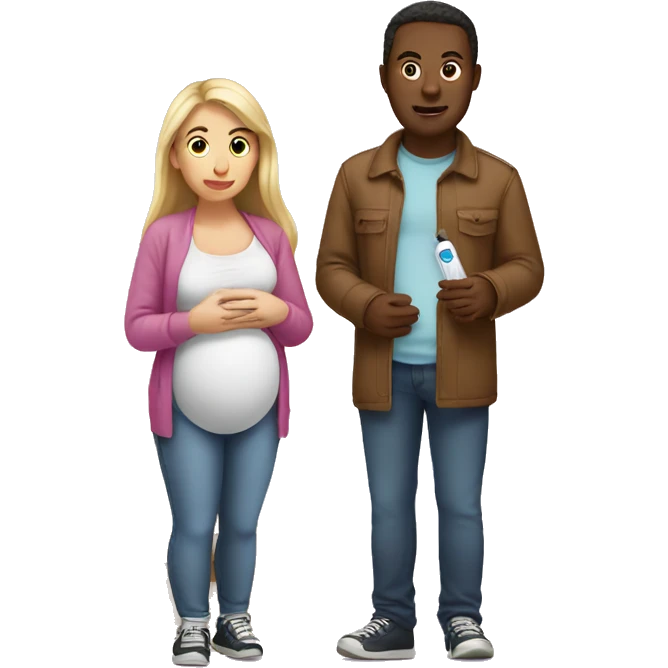 couple looking at pregnancy test emoji
