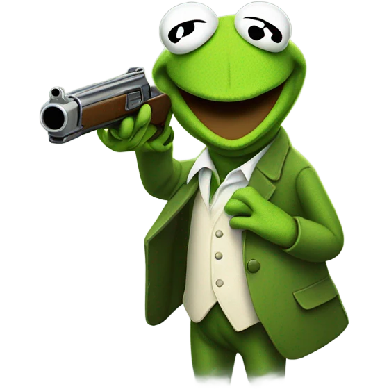 Kermit with a gun emoji