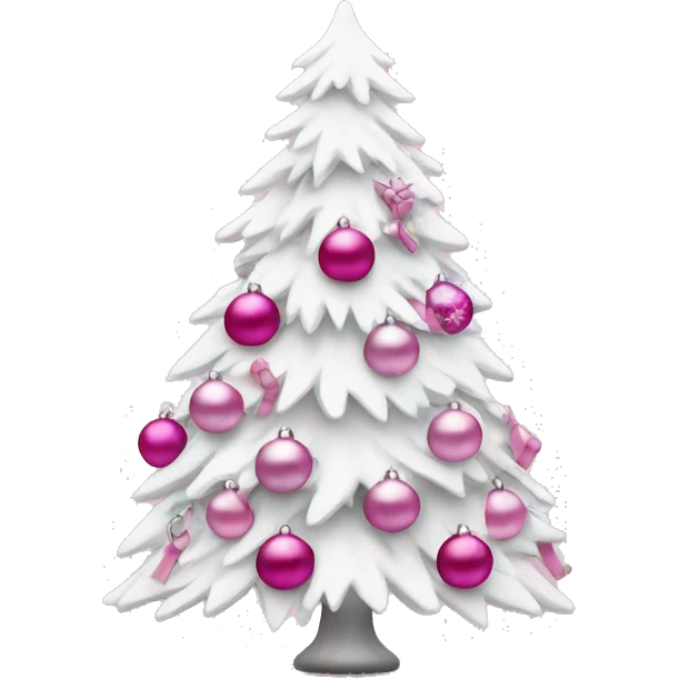 white christmas tree with pink hornaments  emoji