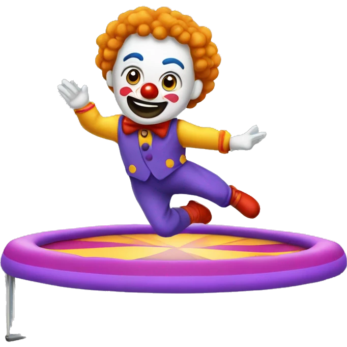 A man jumps on a trampoline in a clown costume emoji