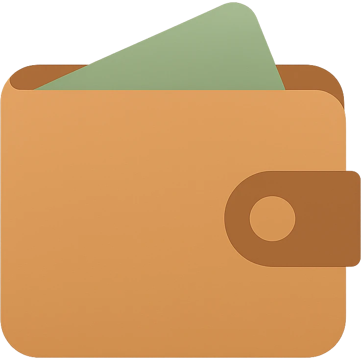 wallet, flat color icon style, minimal and bold, for digital interface emoji