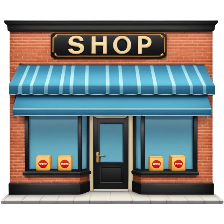 shop with the word shop in the sign emoji
