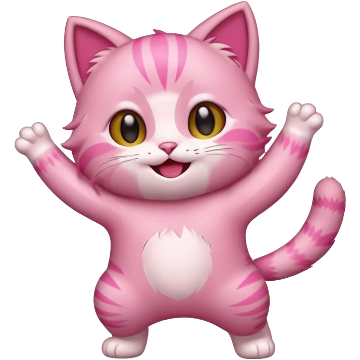 chibi anime pink cat dancing emoji