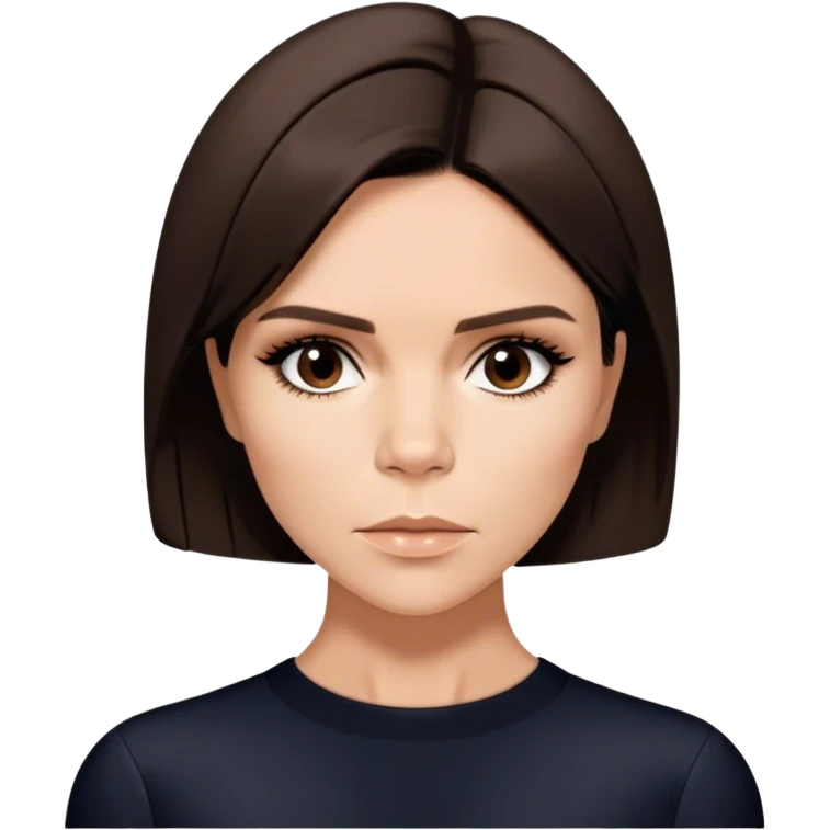 Victoria Beckham circa 1997 with short, dark brown, bob haircut parted down the center emoji
