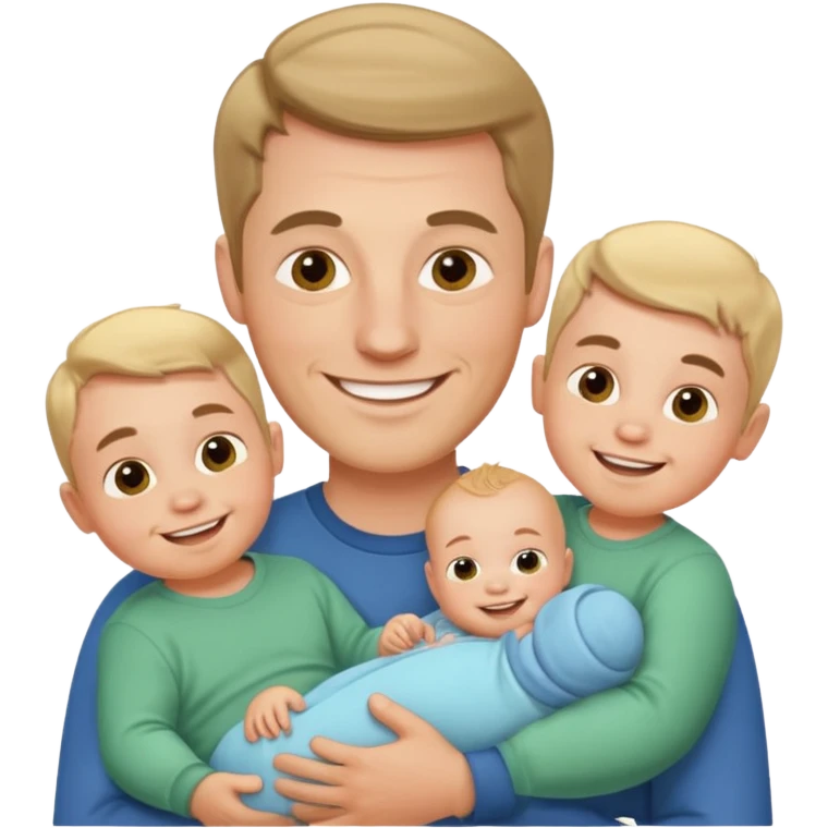 white man with three babies emoji