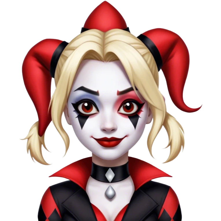 Harley Quinn Jester Suit. Black, Red, and White emoji