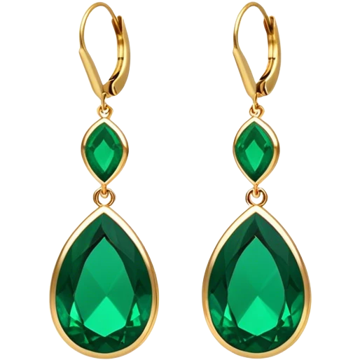 A medium drop style bold earrings in rich emerald green, sleek modern design emoji