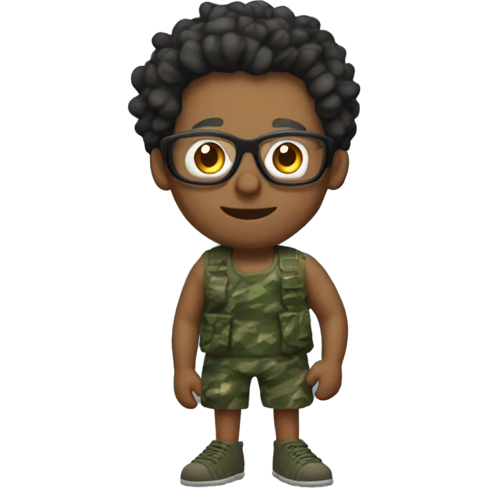 a middle aged man with fairy wings, his hair is black and combed over, and he has glasses. he also has swimming fippers on his feet. have him dresed in a camo dress emoji
