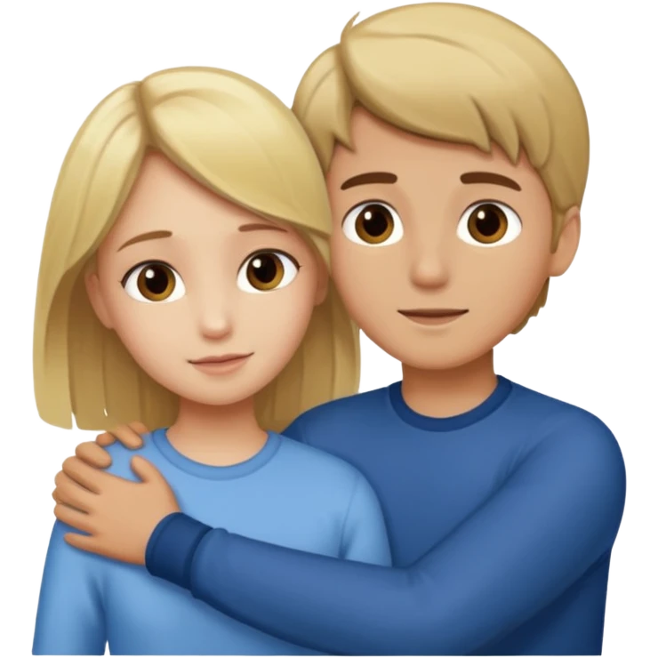 Amour à distance fille blonde et garçon brun tous les deux clair de peau  emoji