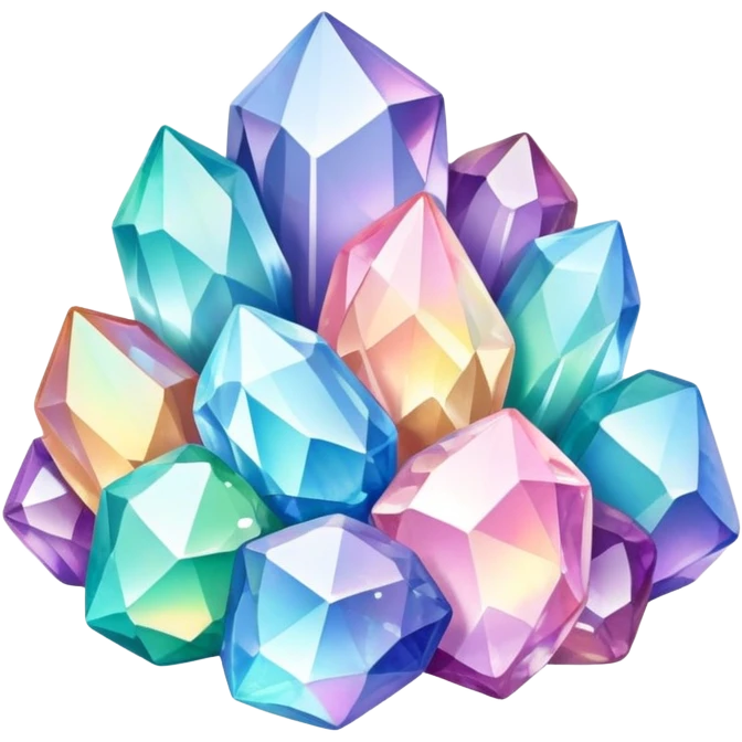 Pastel iridescent rainbow crystal clusters emoji