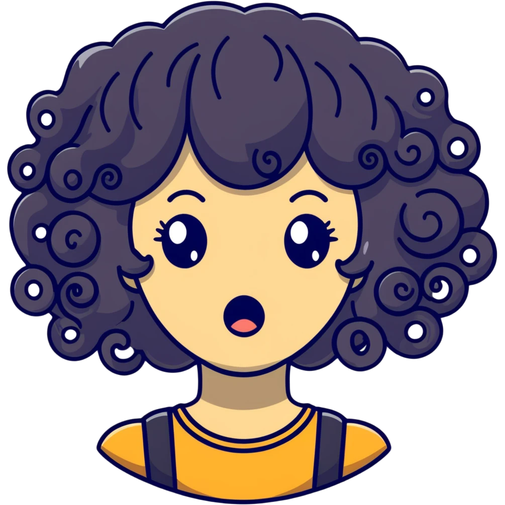 shocked face with a curly wig emoji
