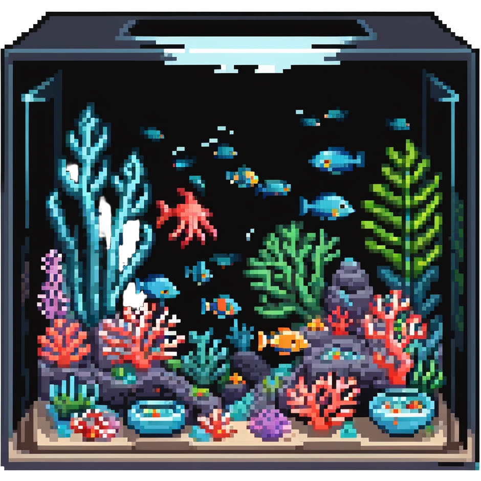 aquarium with coral and sea creatures emoji