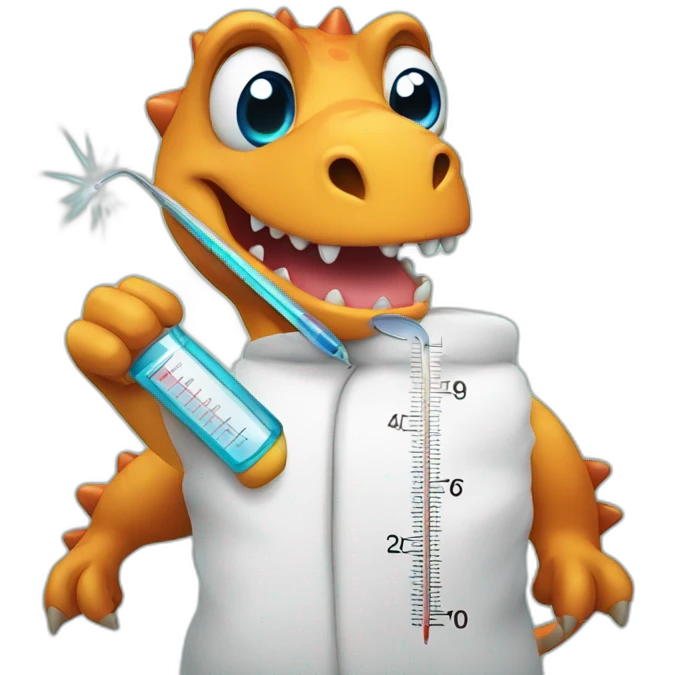 fever dinosaur with thermometer emoji